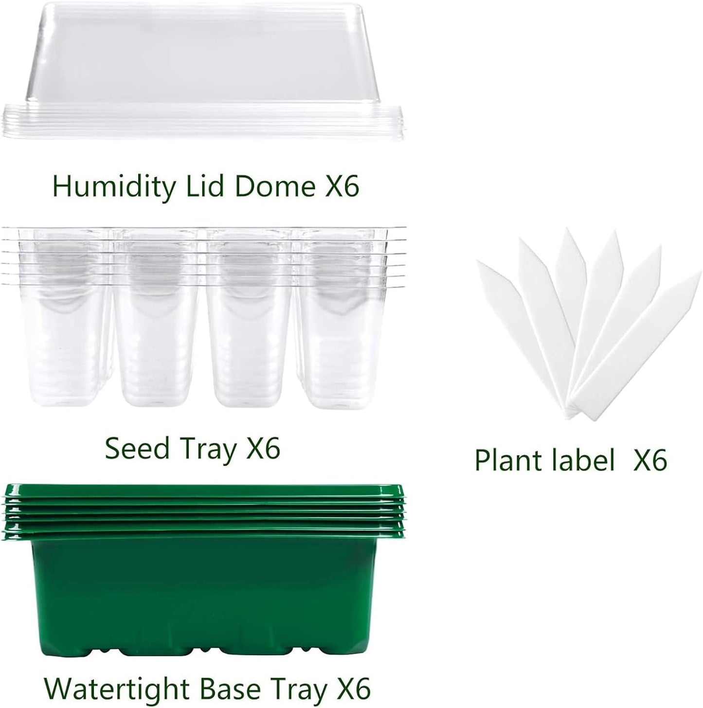 Seed Starter Tray, 6 Set Seedling Kits with Adjustable Humidity Dome, Plant Starter Kit for Seeds Growing Starting (12 Cells per Tray)