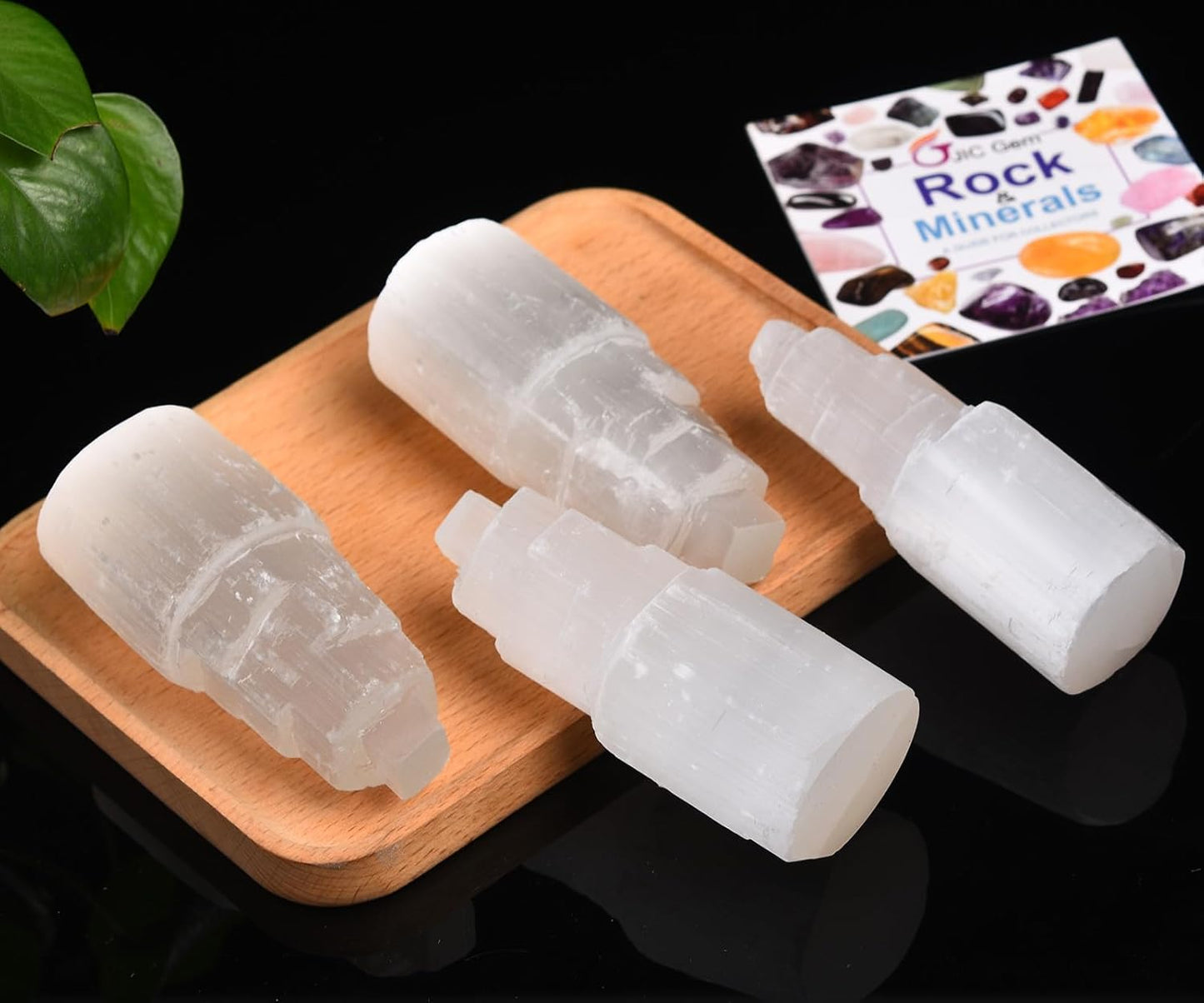 JIC Gem 4Pcs Selenite Tower Skyscraper Healing Crystal Stone Reiki Meditation Positive Energy 4 Inch