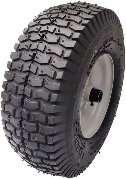 2 Pack 13x5.00-6 Lawn Tractor Pneumatic wheel,Wheelbarrow tire Turf Tread,3.13" hub length with steel rim,Flange ID 0.76''