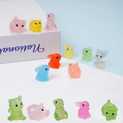 Glow in The Dark Animal Resin Models Blind Bag - 100PCS Mystery Mini Figures Set, Luminous Farm & Ocean Animals for DIY Aquarium Decor, Micro Landscape