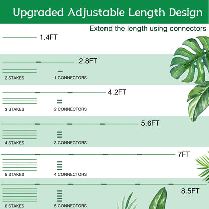 Garden Stakes 17Inch 40Pack, DIY Tall Plant Support Stakes of 4Ft,5Ft,6Ft,7Ft, HAINANSTRY Fiberglass Plant Stake for Indoor & Outdoor Plants, Tomato Vegetable Stakes for Garden