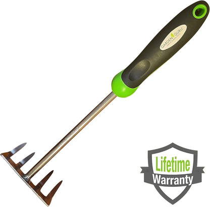 Garden Guru Stainless Steel Hand Rake Cultivator Tiller Tool - Stainless Steel for Ultimate Strength - Rust Resistant - Ergonomic Handle - Gardening Cultivating Loosening Weeding Mulching (4 Pack)