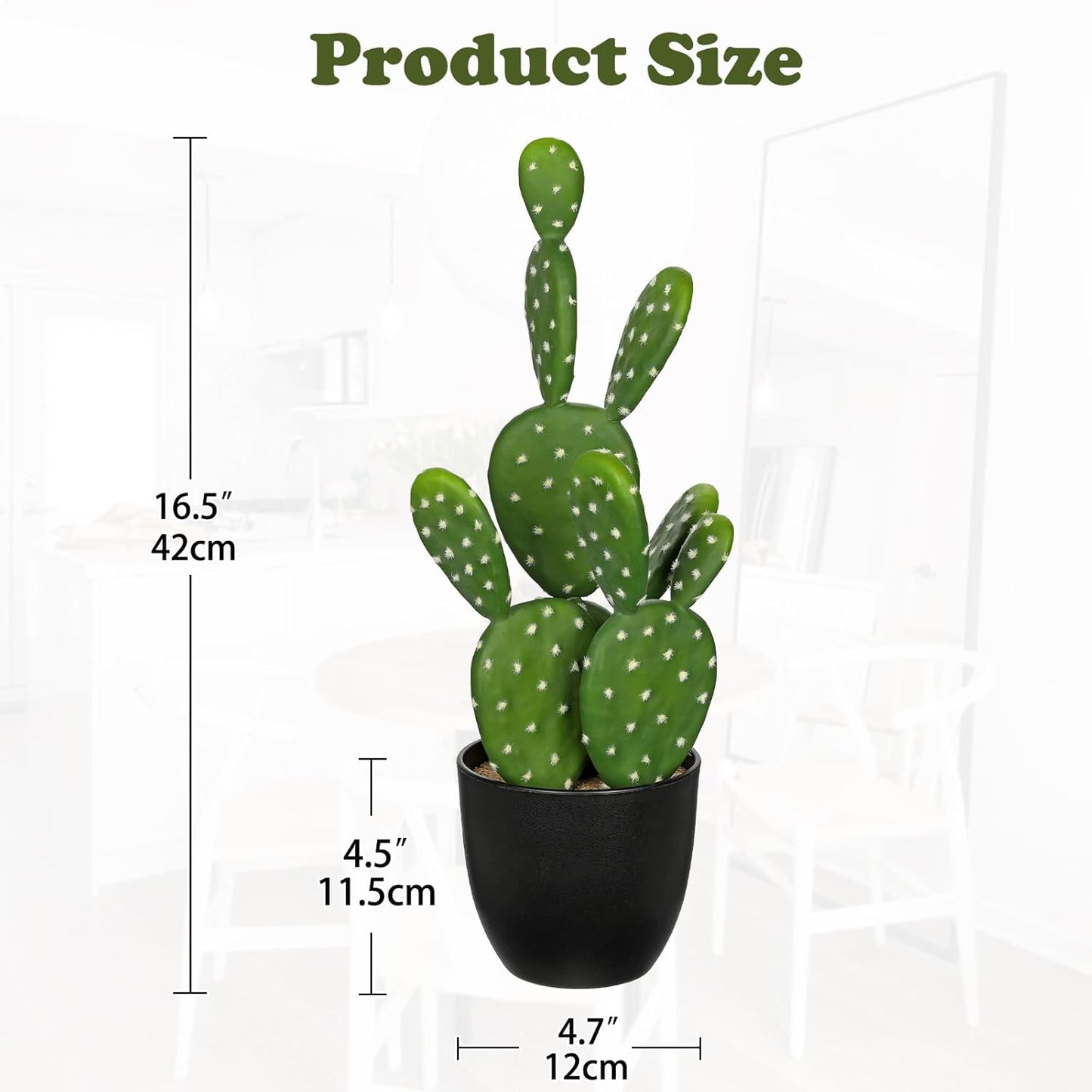 DILATATA 16.5" Small Fake Cactus Plant Potted 'Prickly Pear Cactus' Faux Cacti for Home Garden Office Decor Housewarming Gifts