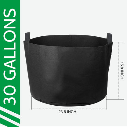 JERIA 12-Pack 30 Gallon, Vegetable/Flower/Plant Grow Bags, Aeration Fabric Pots with Handles (Black), Come with 12 Pcs Plant Labels