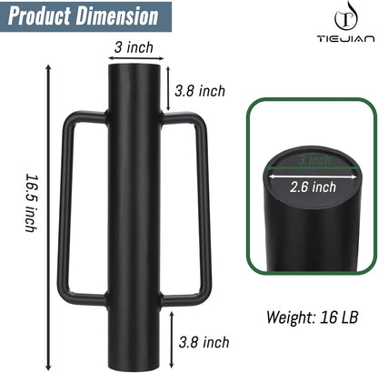 Fence Post Driver T Post Pounder with Handle 16 LB, Heavy Duty Hand Post Rammer for Wooden Posts/U-Channels/Fence Posts, 16 Inch Post Hole Digger (Black)