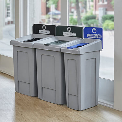 Stager Direct, 33 Gallon Landfill Recycling Station with Lid, Recycle Bin, Exterior Trash Can, Recycling Station Kit, Heavy Duty Premium Plastic, Perfect for Kitchen, Office, Garden, Garage, (N.4)