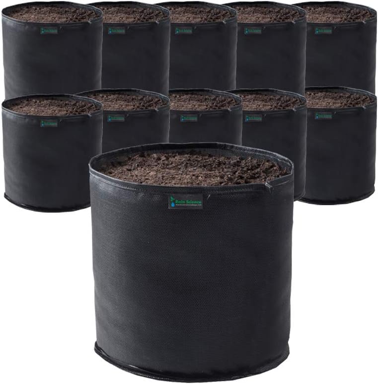 Commercial Grow Bag Pack of 10, Air Pruning Mesh Fabric Plant Containers (25 Gallon, Black)