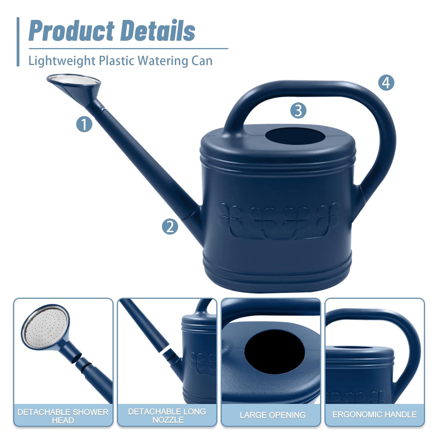 2 Gallon Garden Watering Can, Plastic Outdoor Watering Can for Plants
