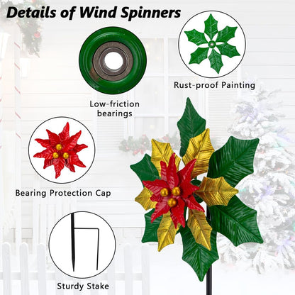 Viveta Christmas Outdoor Wind Spinners, Garden Wind Spinner, Festive Windmill for Yard Garden, Christmas Decorations Outdoor
