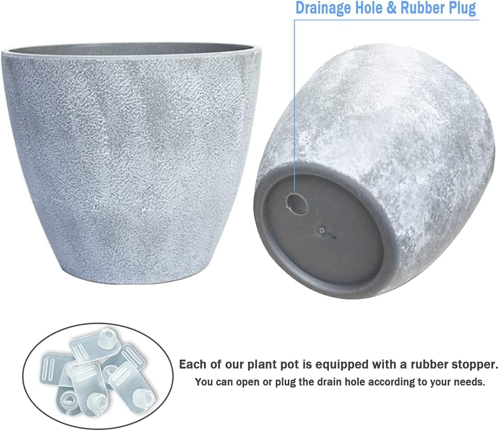 Plant Pots Indoor 7.5/6.5/6/5/4/3.5 Inch Set of 6 Plastic Planters for Indoor Plants with Drainage