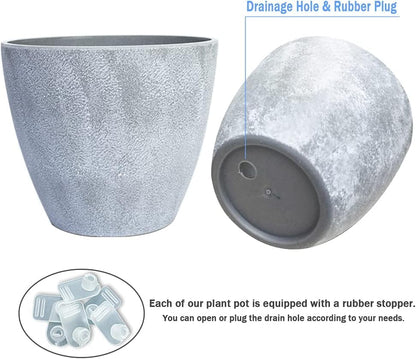 Plant Pots Indoor 7.5/6.5/6/5/4/3.5 Inch Set of 6 Plastic Planters for Indoor Plants with Drainage