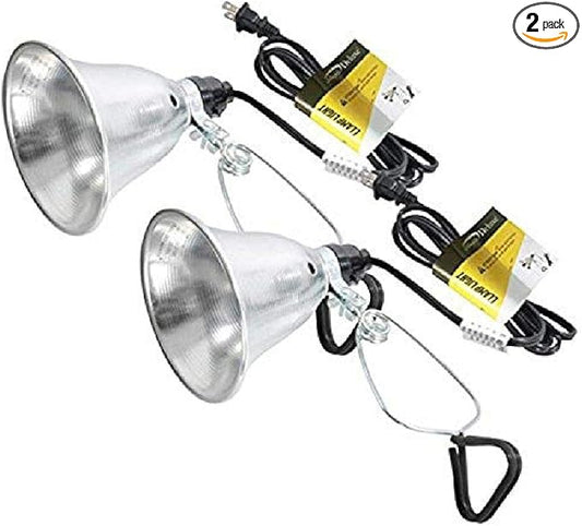Simple Deluxe Clamp Lamp Light 60 Watt with 5.5 Inch Aluminum Reflector (no Bulb Included), 6 Feet Cord, 2 Pack, Black