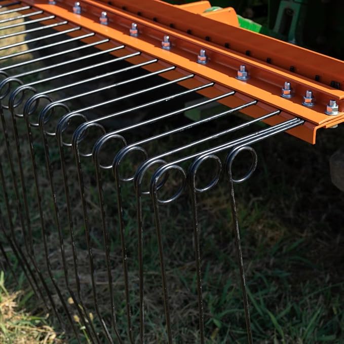 Titan Attachments 3 Point Pine Straw Needle Rake, Category 1 Tractors, Coil Spring Tines, Drag-Behind Landscape (Rake Width: 6')