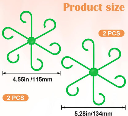 4PCS Plant Stem Support, 2 Sizes Climbing Houseplant Stem Holders, Plastic Reusable Flower Trellis Stem Hook Plant Care Growth Accessories for Flower Plants Indoor Outdoor - Green, 5.28"/4.55"