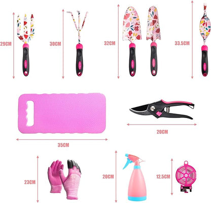 Monika Gardening Kit 20 Piece Set Transplanter Fork Cultivator Trowel Pruner Weeding Fork Gift of Choice