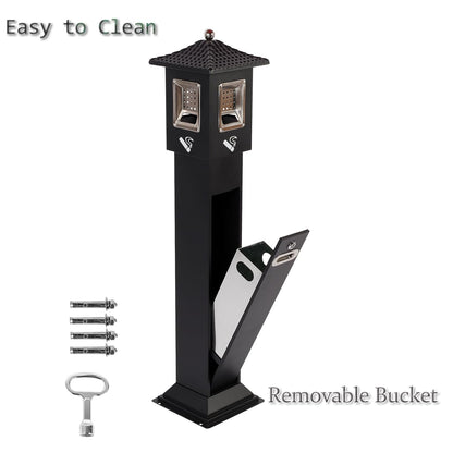120cm Standing Waste Containers Trash Cans, Rubbish Bin Indoor Outdoor Stainless Steel Vertical Freestand Trash Bin with Key,Pub Hotel Restaurant Garden Standing Bin (A)