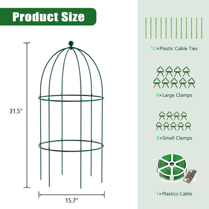 3 Pack Metal Plant Cage Support, 31.5" H Peony Support Tomato Cage Garden Rose Obelisk Trellis Supports Tower for Clematis Vine Jasmine Supports Outdoor Indoor