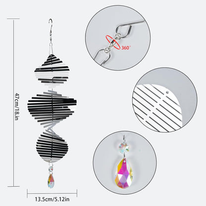 Wind Spinners Outdoor – Colorful Garden Wind Spinners & Yard Decorations, Outside Wind Chimes for Garden Decor, Birthday Gifts for Women (Helicoid-Silver, 7.8 inch)