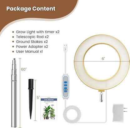 Grow Lights for Indoor Plants, Full Spectrum Plant Lights for Indoor Growing with 6/12/16H Timer, 3 Optional Spectrums, 5 Brightness, Height Adjustable 10"-65" Faux Wood Grain Growing Lamp