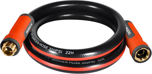 YAMATIC Short Garden Hose 3ft, 5/8" Leader Hose with Swivel Handle, Small Water Hose Extension, Solid Brass 3/4" Connection Fittings, Leak Proof for Reel, Gardening, Agriculture, Car Wash, Lawn
