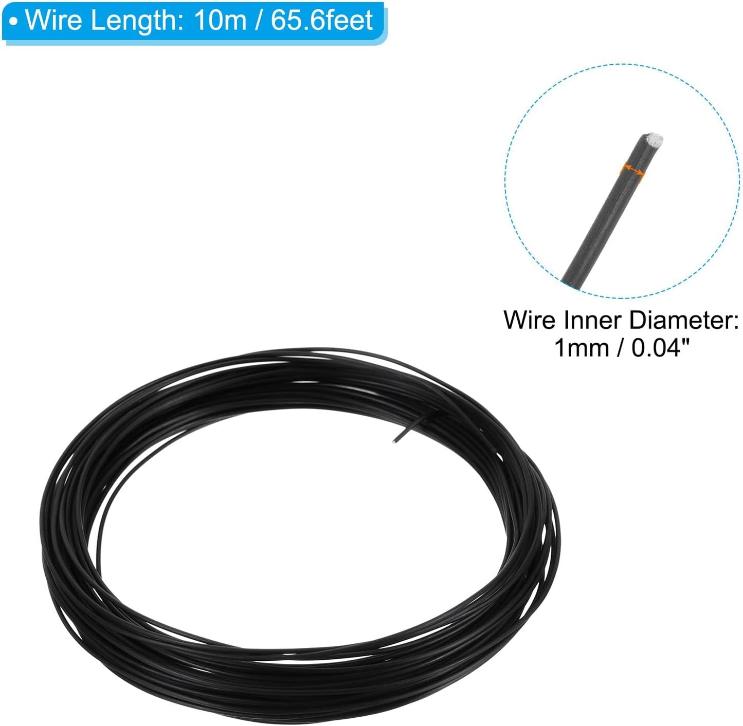 PATIKIL 1.0mm Bonsai Training Wire, 2 Rolls Floral Wire Stems Anodized Aluminum Tree Wire 65.6 Feet Total for Gardening Branch Fixing, Black