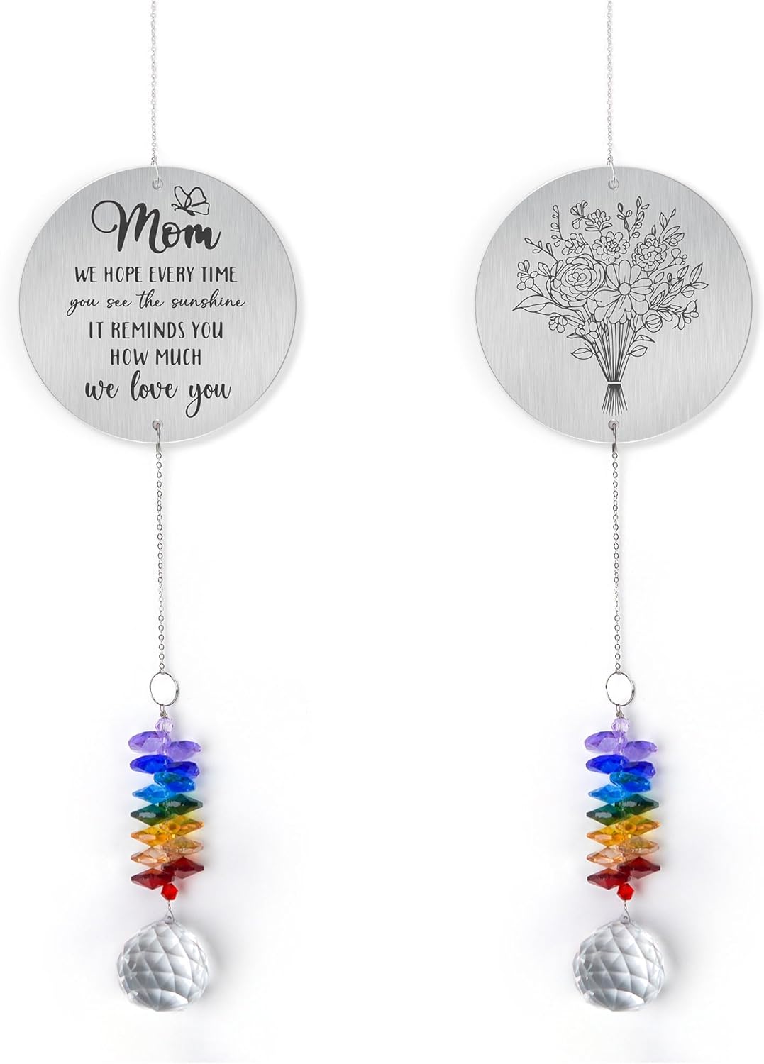 Gifts for Mom - Mom we Love You - Birthday Gift Crystal Suncatcher Rainbow Maker - Hanging Window Decor - Gift for Mother from Daughter Son - Sentimental Suncatcher Ornament