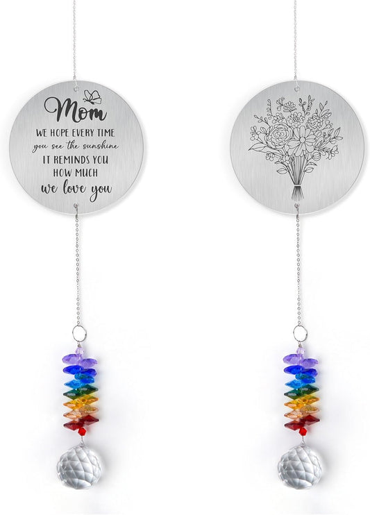 Gifts for Mom - Mom we Love You - Birthday Gift Crystal Suncatcher Rainbow Maker - Hanging Window