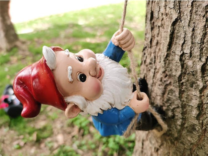 Funny Climbing Gnome Tree Hugger Decor, Garden Sculpture Decoration Elf Out The Door, Yard Ornament Resin Statue Outdoor Decor for Patio Lawn
