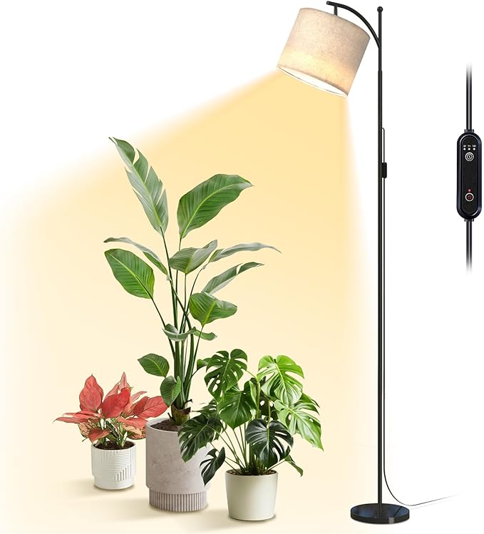 Bstrip 70.8″ Tall Grow Lights for Indoor Plants, 3000K Full Spectrum Plant Light with Stand, Auto On/Off Timer & Adjustable Angle, 25W Non-Dimmable Led Floor Lamp for Plant Growth