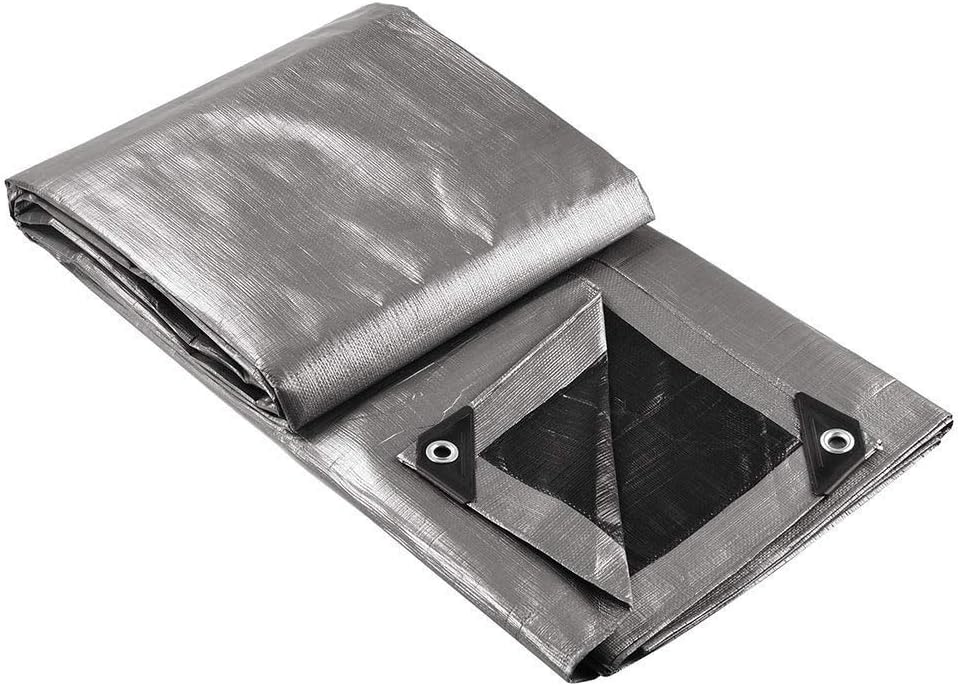 Yescom 18x24ft Heavy Duty Reinforced Poly Tarp Waterproof Tarpaulin 10-mil Ground Sheet Camping Tent Cover with Eyelets Reversible Silver Black Tarps