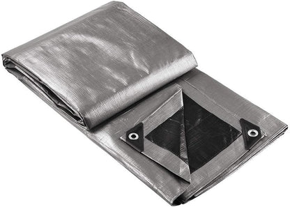 Yescom 18x24ft Heavy Duty Reinforced Poly Tarp Waterproof Tarpaulin 10-mil Ground Sheet Camping Tent Cover with Eyelets Reversible Silver Black Tarps