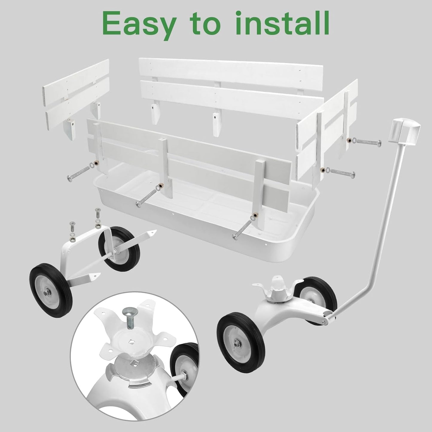All Terrain Wagon,Heavy Duty 33Inch Sport Cargo Wagon with Removable Wooden Side Panels,Big Tires and Wide Grip Handle,Ideal for Weddings and Flower Girls,White
