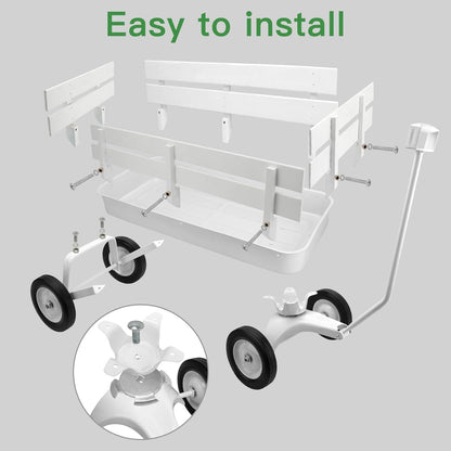 All Terrain Wagon,Heavy Duty 33Inch Sport Cargo Wagon with Removable Wooden Side Panels,Big Tires and Wide Grip Handle,Ideal for Weddings and Flower Girls,White