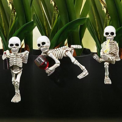 3 pieces Halloween skeleton flowerpot plant decoration, creepy Halloween statue skeleton suitable for flower, courtyard, lawn, cemetery decoration, haunted house props indoor/outdoor decoration