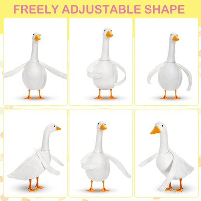 1 Pcs Poseable Goose Wings for 15”- 20" Porch Lawn Goose Outfit Accessories Poseable White Wings for Outdoor Patio Yard Lawn Art Decoration (Flat Edge)