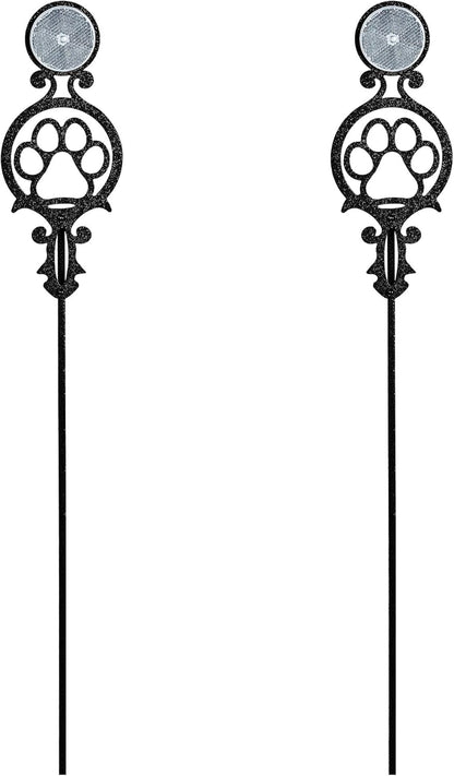 Touch of Class Pathways Reflective Driveway Marker Stake Set of Two for Outdoor Use | Paw Print Design | Personalized Tall Reflector Set of 2 | Black Durable Finish