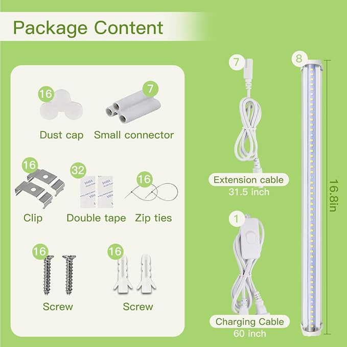 GYTF T5 Grow Lights, 408 LED-Bulb White Full Spectrum High PPFD Plant Light Strips for Indoor Plants Growing, Greenhouse, Seeds Starting, Succulents, Expandable Design (8x10W, 400W Equivalent)