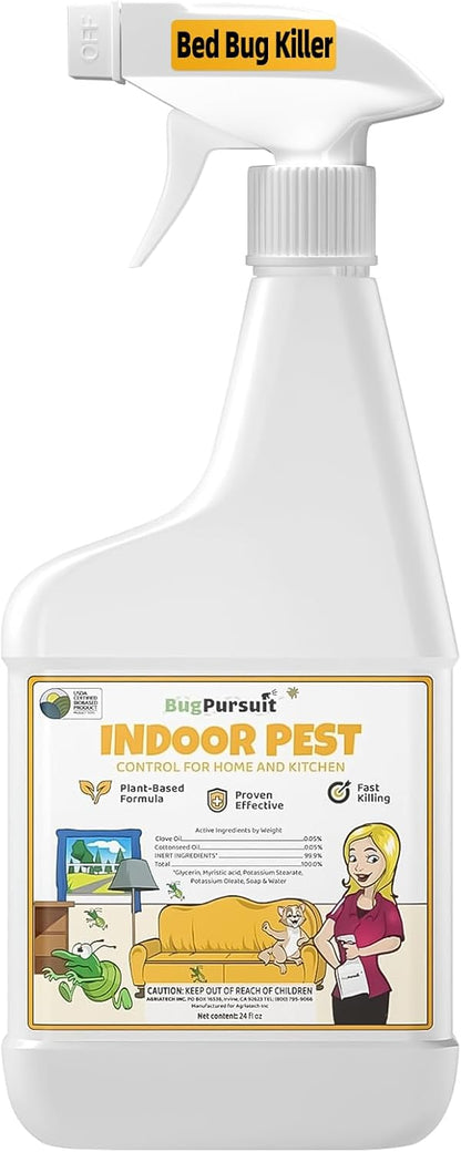 Bed Bug Spray 24 Oz, Carpet Beetle Killer, Indoor & Outdoor Bug Control for Mite, Ant, Spider and Flea, Plant Extract Based Non Toxic Bed Bug Killer, Child & Pet Safe