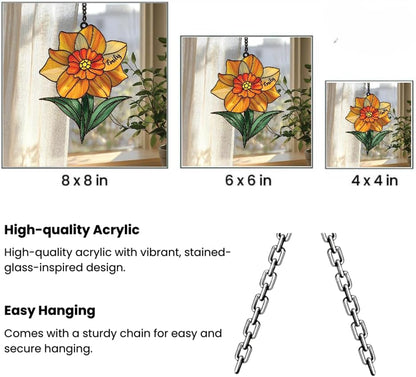 Daffodil Flower Acrylic Suncatcher March Birth Flower Window Hanging Yellow Floral Window Decor Garden Lover Gift