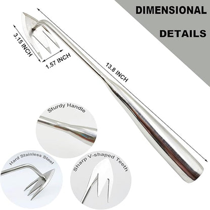 Gardening Weed Puller Tool,V-Shaped Hand Weeding Pulling Tool,Weed Removal Tool,Wood Handle Weeder Tool for Garden,Uprooting Weed Remover Tools (13.8inch)