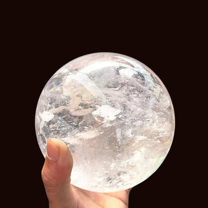 Natural Clear Quartz Crystal Ball,White Crystal Sphere Healing Crystal Ball with Stand Home Decor Prosperous Love Invite Wealth + Pedestal (900g)…