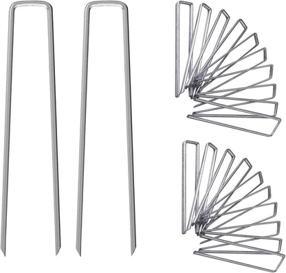 12 Inch Galvanized Garden Landscape Staples Stakes, 25 50 100 PCS Anti-Rust Garden Staples U-Shaped Landscape Pins for Secure Lawn Fabric (100, 12 Inch)
