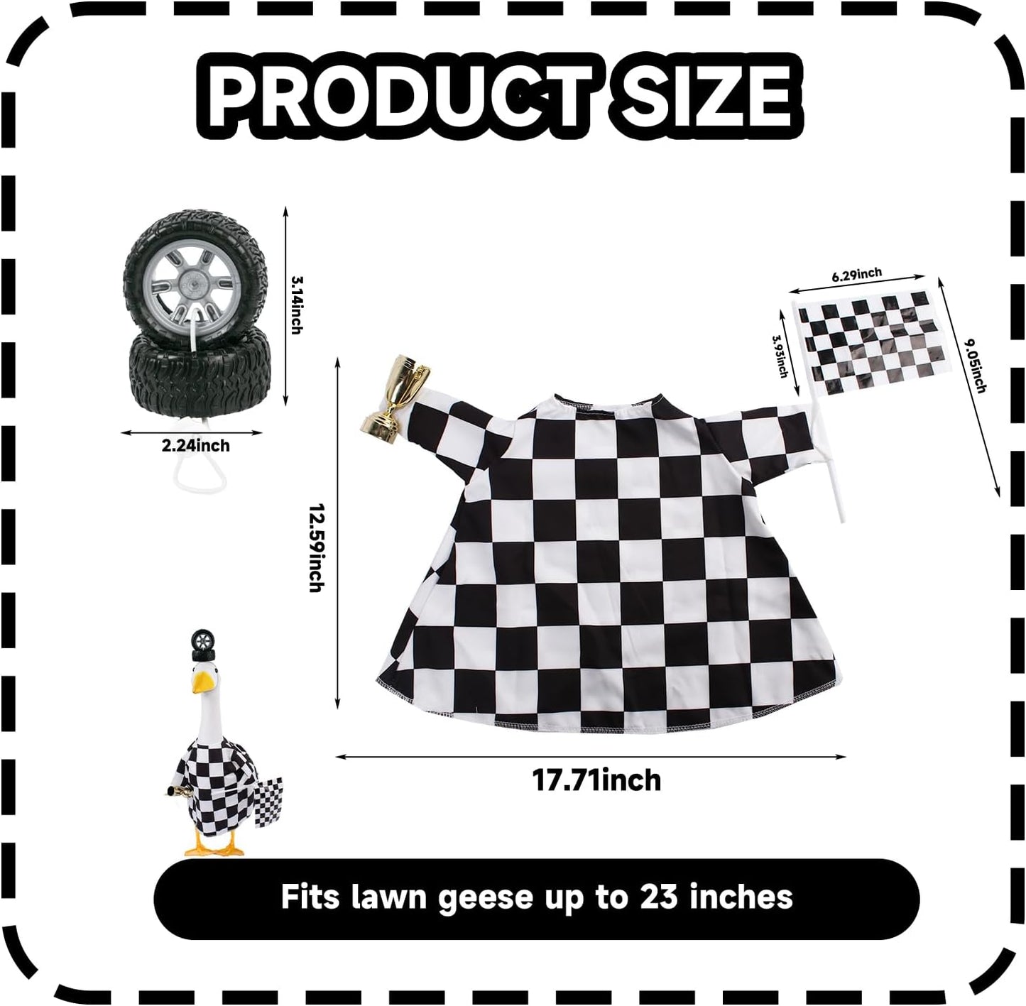 Porch Goose Outfits Cement Goose Race Car Driver Costume Clothing Racer Jumpsuit Clothes Goose Racing Suit Accessories