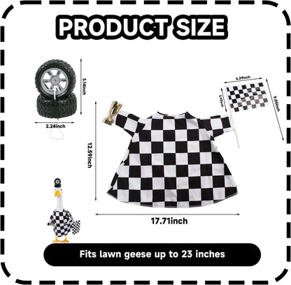 Porch Goose Outfits Cement Goose Race Car Driver Costume Clothing Racer Jumpsuit Clothes Goose Racing Suit Accessories