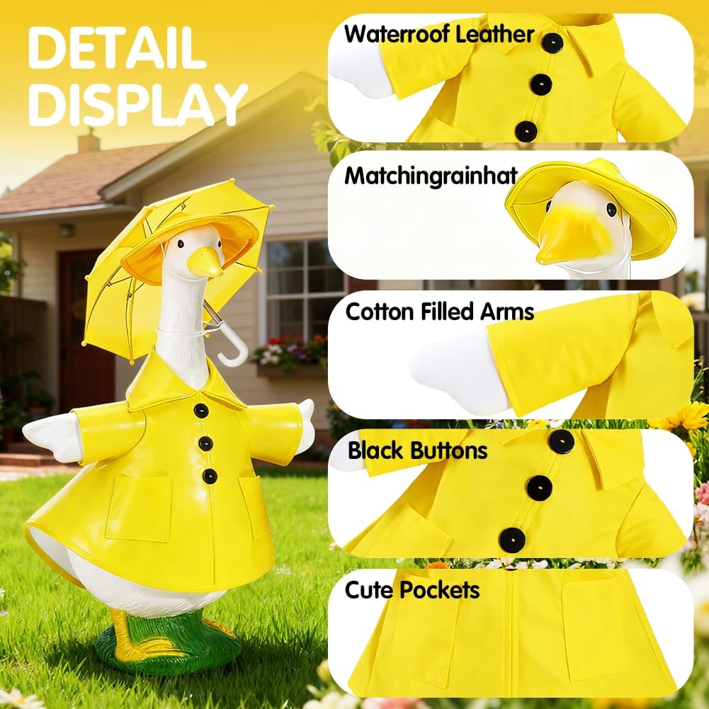 3 Pcs Set Back to School Geese Outfit Set, Raincoat Gooses Outfit Porch Clothes Cute Costume Outfit for 23" Lawn Decor Outdoor Garden Patio Statue
