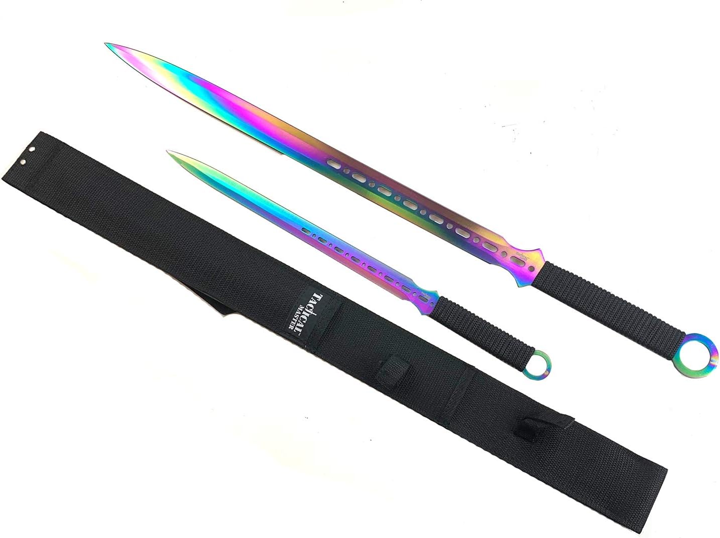 2 PCS Ninja Tactical Machetes, Swords Tactical Survival Katana Durable Knife Set. For Camping, Hunting, and Collection (Rainbow)