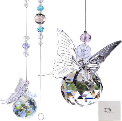 H&D HYALINE & DORA 30mm Handmade Butterfly Crystal Ball Prism Rainbow Maker Hanging Suncatcher Home Decoration