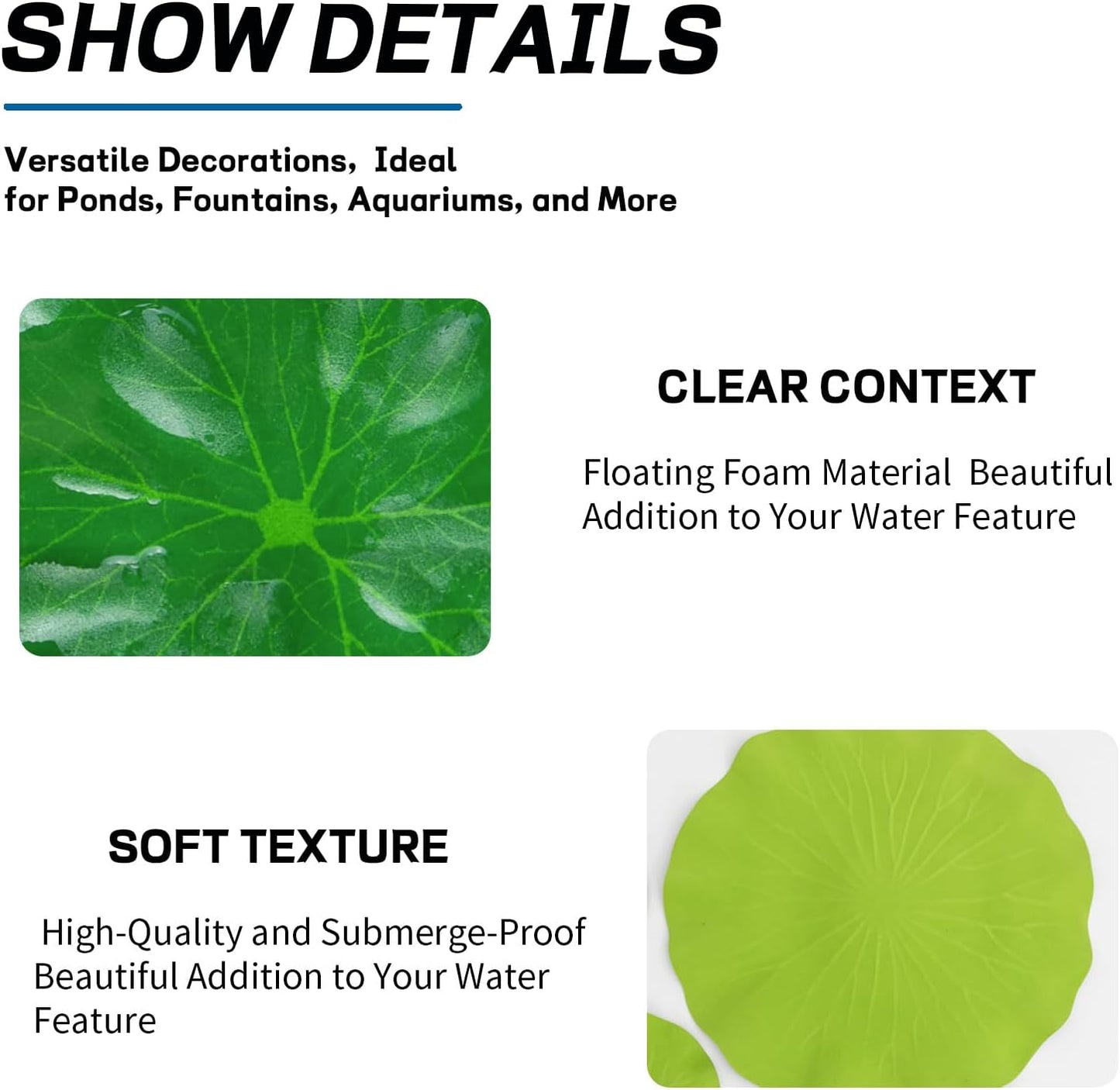 BRBASAP 6Pcs Realistic Floating Lily Pads for Ponds Artificial Foam Lotus Leaves for Pond Decor Plastic Water Lily Pads Foliage for Pool Koi Fish Patio Aquarium Lifelike Pond Plants