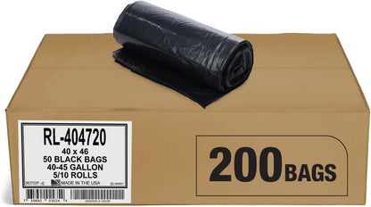 Aluf Plastics 40-45 Gallon Trash Bags (2 MIL - Pack of 200) 40" x 46" - Large Heavy Duty Can Liners - Plastic Black Garbage Bags for Lawn, Leaf, Contractor, Yard, Outdoor use