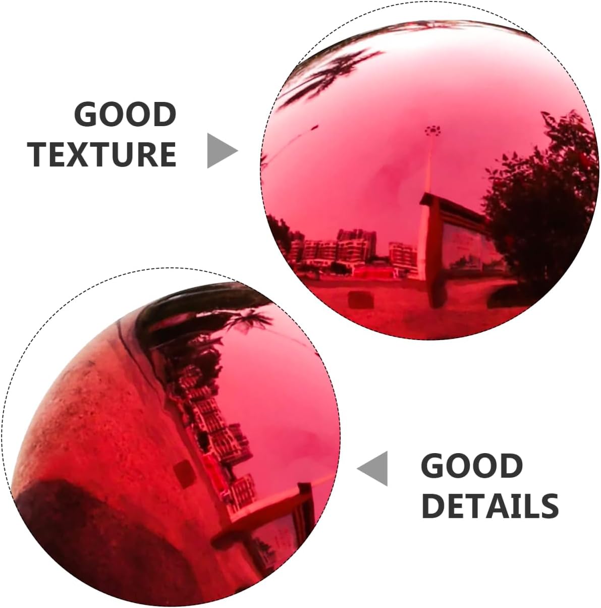 Toyvian Stainless Steel Mirror Reflective Ball: 5.3 Inch Polished Red Gazing Sphere Outdoor Garden Decoration Reflective Ornament